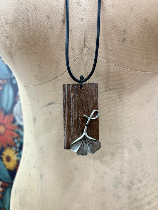 Gingko Leaf Wood Necklace