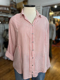 Everything You Need Striped Button Down Top ~ Red