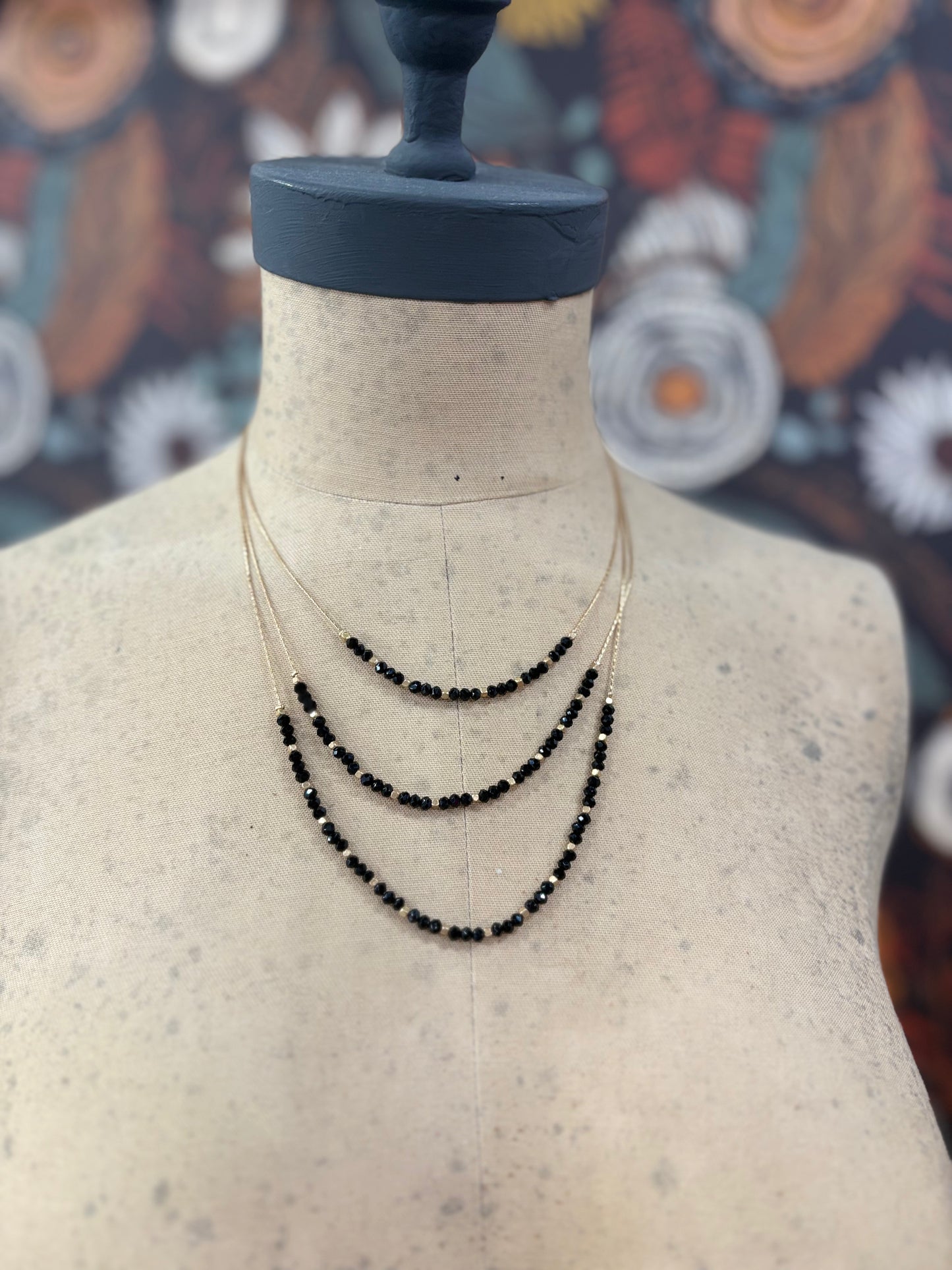 Wait and See Black Beaded Layered Necklace