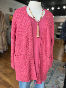 Face The Day Open Front Cardigan ~ Rose