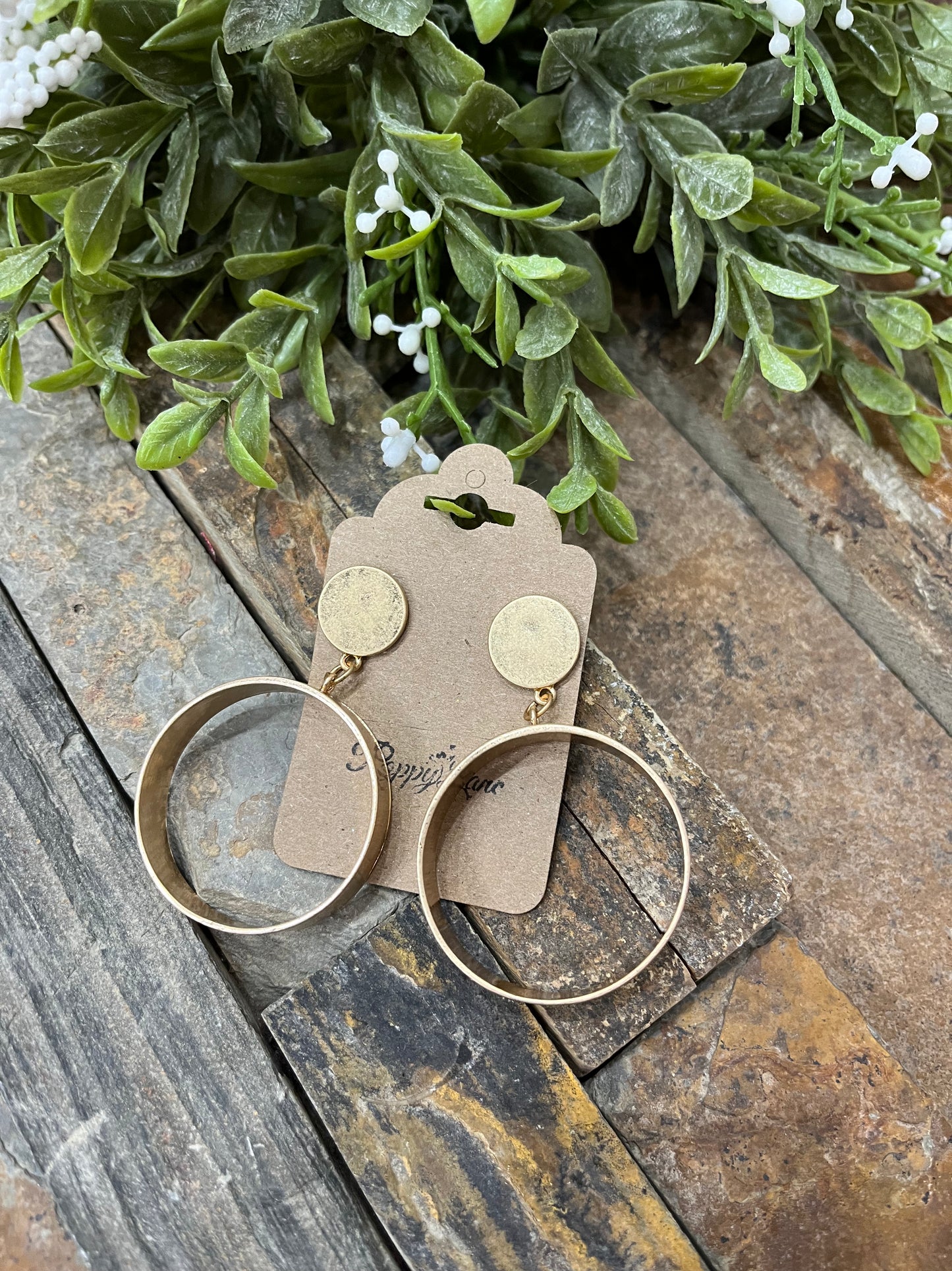 Love At First Sight Multi Disc Hoop Earrings ~ Brushed Gold