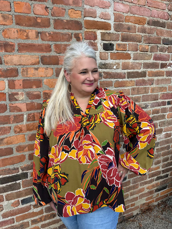 Amber Abundance Floral Top