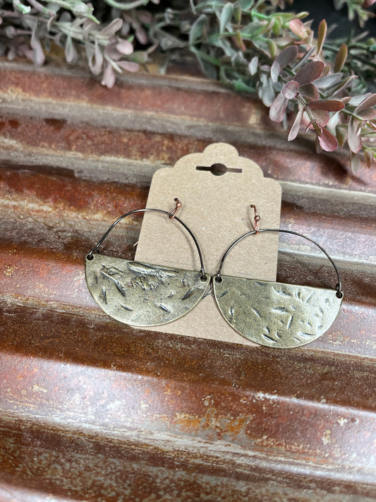 Hammered Half Circle Wire Earrings