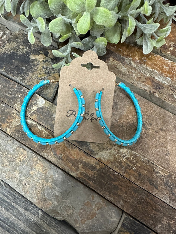 Beach Hustle Hoop Earrings ~ Turquoise