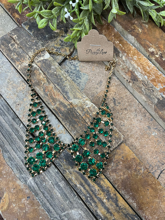 Drama School Collar Necklace ~ Emerald