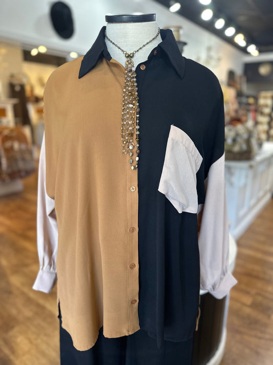 Dressed For It Color Block Shirt