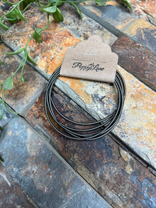 Stretchy Layered Guitar String Bracelet Set - Steel Gray