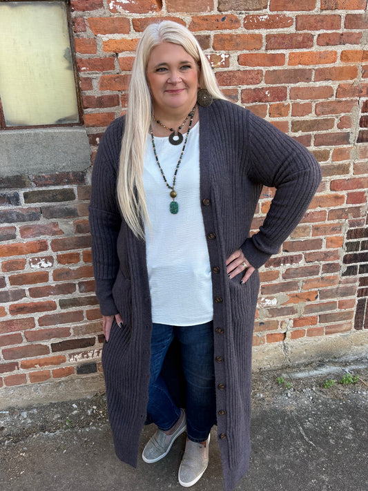 Filled With Hope Duster Cardigan ~ Charcoal