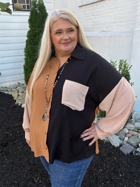 Dressed For It Color Block Shirt