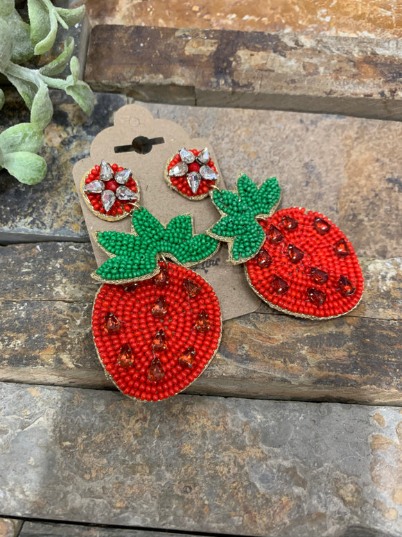 Strawberry Seed Bead Earrings