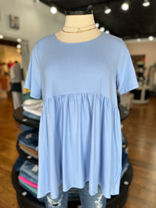 Just Can't Lose Babydoll Top ~ Spring Blue