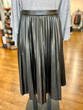 Look This Way Faux Leather Pleated Skirt ~ Black