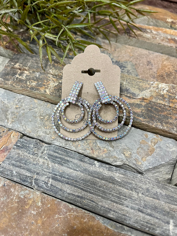 Triple Rhinestone Circle Earrings
