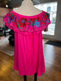 Can You Believe It Embroidered Dress ~ Fuchsia