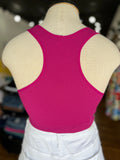 Just That Easy Cropped V-Neck Tank Top ~ Magenta