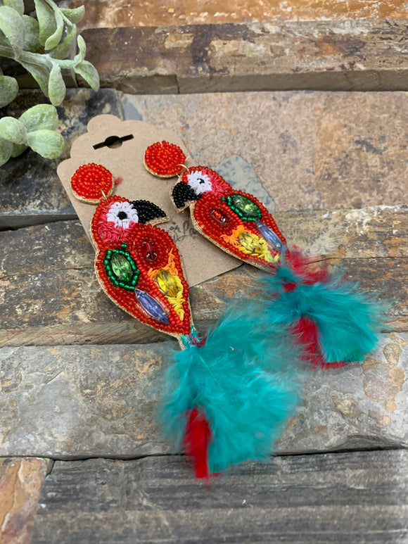 Parrot Seed Bead Earrings